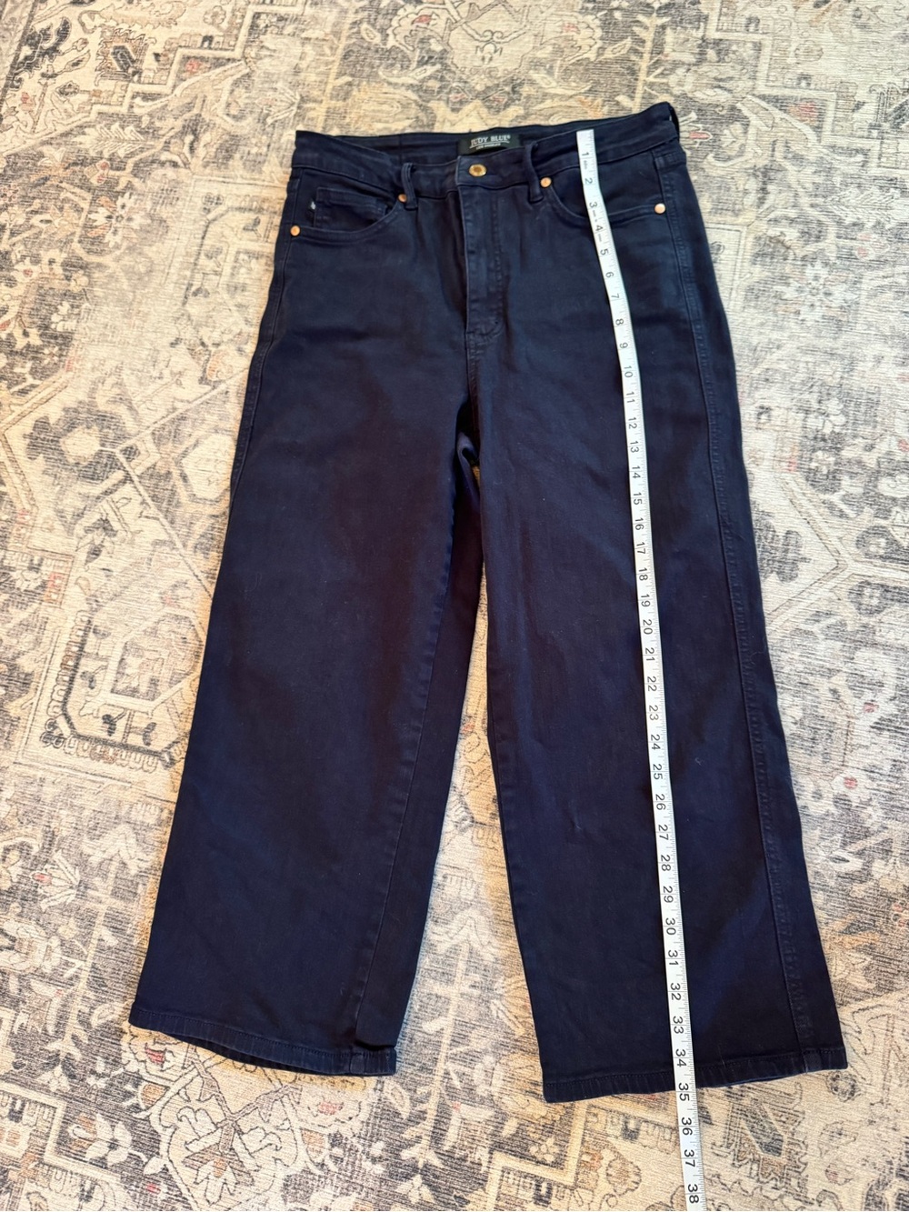 Judy Blue Garment Dyed Navy Wide Leg Crop Jeans (Style JB88807) Size 11/30 - Picture 5 of 12